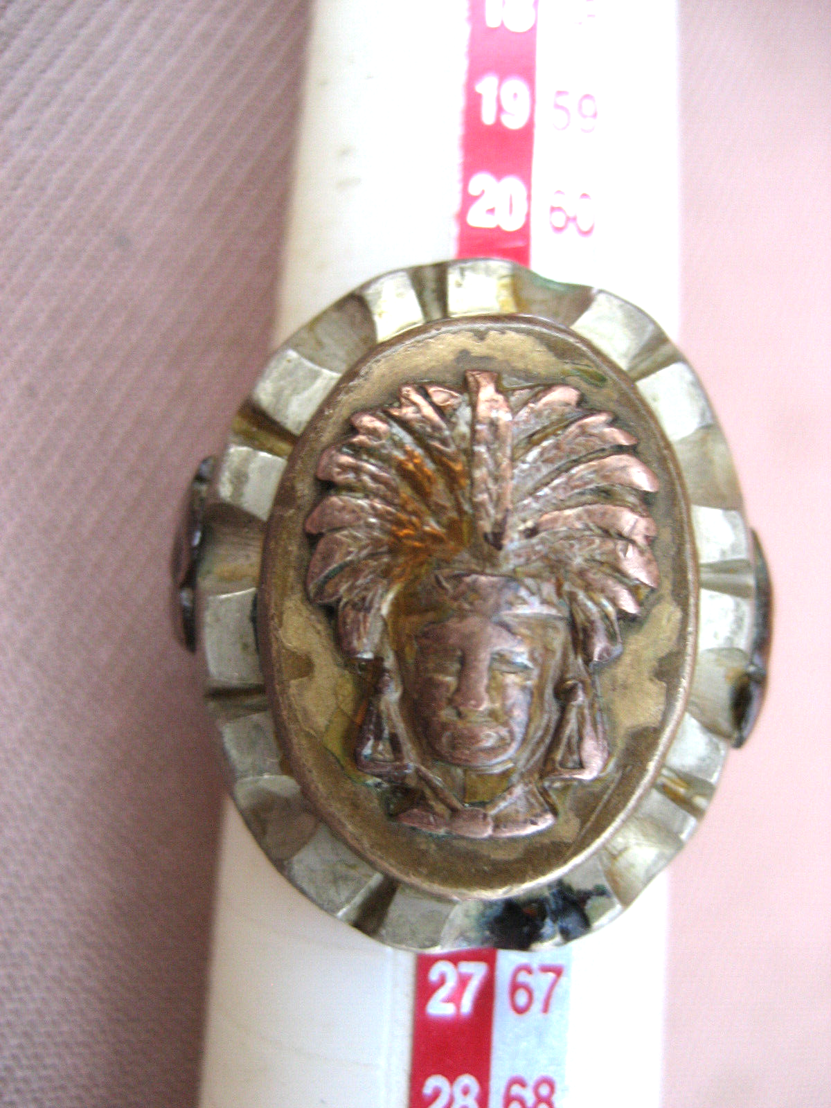 Vintage Mexican Biker Brass Ring Indian Chief Size 10.5 for Indian Motorcycle