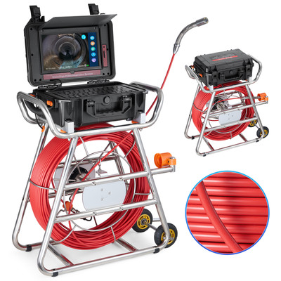 VEVOR Sewer Camera 328 ft/100m Self-Leveling Drain Camera with 10.1'' Touchscreen