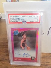 2018 Optic Rated Rookie Trae Young Pink /25 On Card Auto Psa 9. rookie card picture