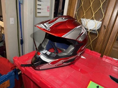 Full Face WLT-125 Helmet Red/Silver M/57-58 DOT Certified QC/Passed Motor Cross