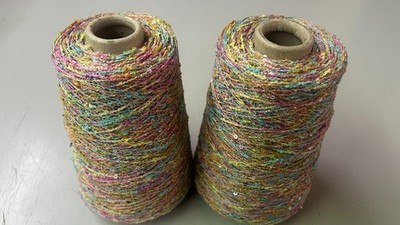 KonenGarn 560g 2X  Baumwolle Paillettengarn Nm 2,7 Handstrick Maschinenstrick