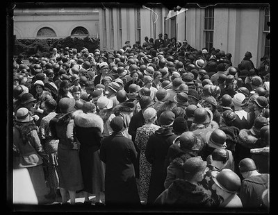 Washington DC White House Crowd 1931 People Outside Executive Mansion