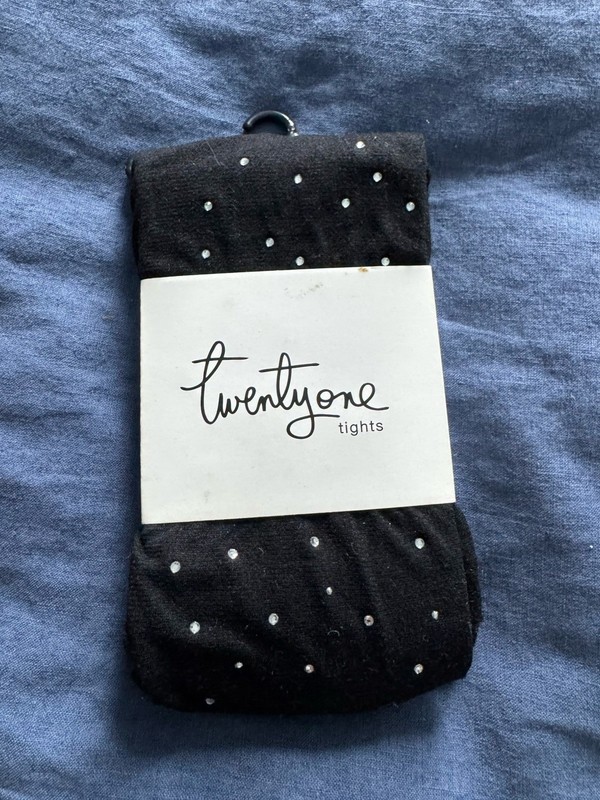 NWT AUTHENTIC FOREVER 21 BLACK TIGHTS WITH RHINESTONES ONE SIZE 