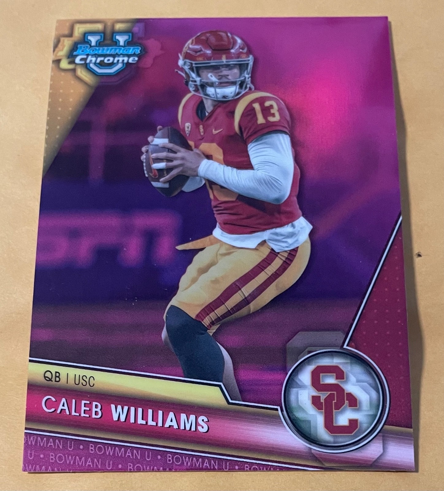 2023 Bowman University Chrome - Caleb Williams Pink Refractor #1 Trojans/Bears🏈