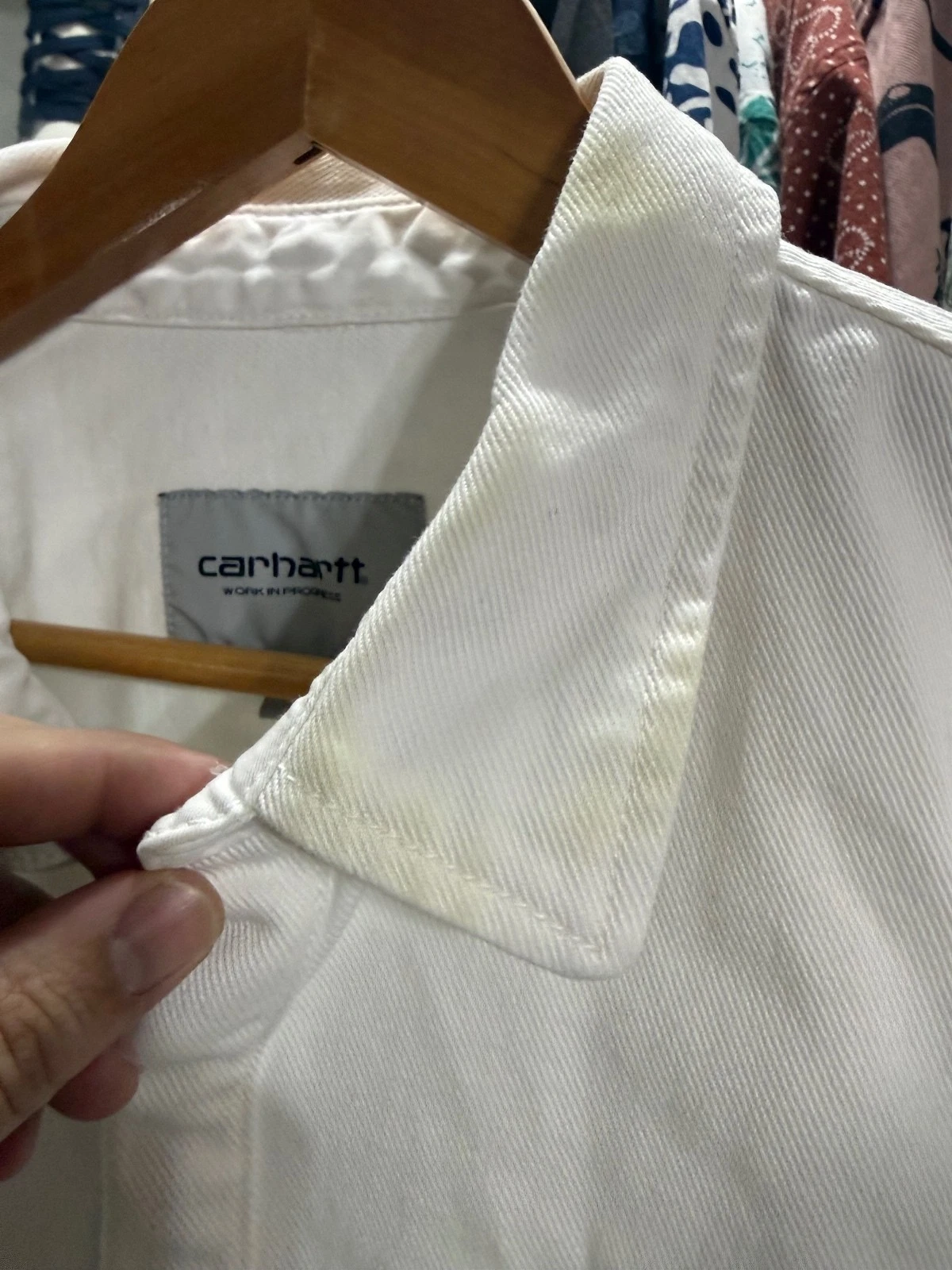 Carhartt WIP Salinac Shirt Jac - Bleached White Denim - product detail image 4
