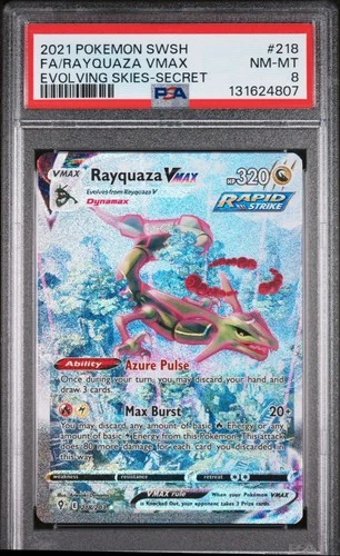 2021 POKEMON SWORD & SHIELD EVOLVING SKIES SECRET FULL ART/RAYQUAZA VMAX PSA 8