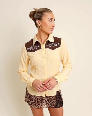 Women's NWT Bailey Rose BUTTERSCOTCH RODEO BUTTON UP size medium