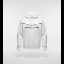 Calvin Klein Pullover Hoodie Brilliant White With Logo Men s XL NWT List 89