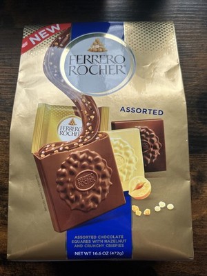 Ferrero Rocher Assorted Chocolate Squares, Hazelnut Crunchy Crispies 16.6 Oz