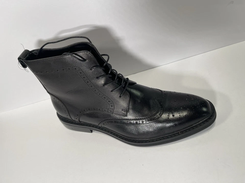 Botas al tobillo Express de cuero negras con punta de ala brogue para hombre talla 11 usadas precio de venta sugerido por el fabricante $148 Foto 4 de 4