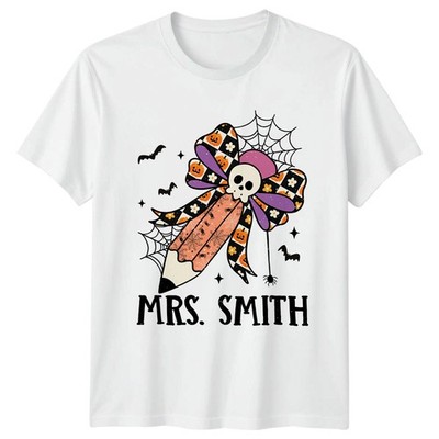 Cute Mrs Smith Womens T-Shirt Retro Halloween Teacher Teaching Gift For Her
