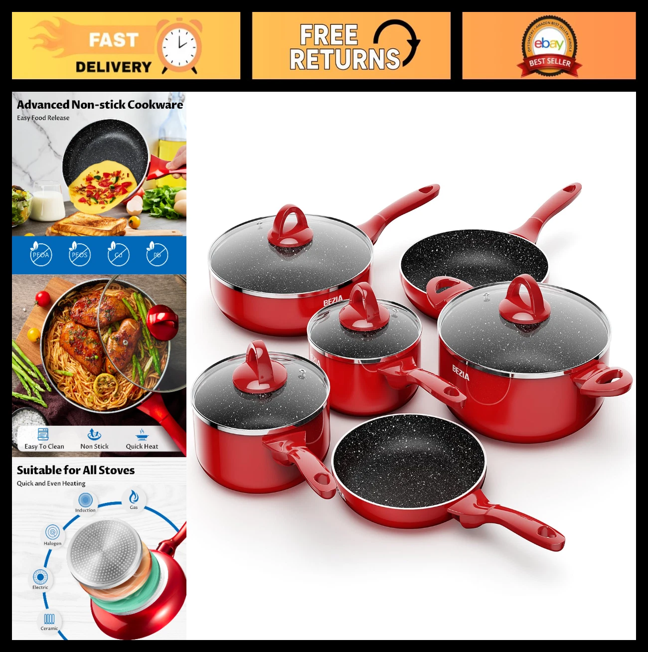 10-Piece Induction Cookware Set - Nonstick, Dishwasher Safe, Stay-Cool Handles,
Opens in a new windo