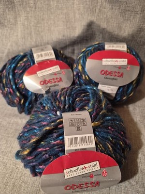 3 X Strickwolle Schoeller-Stahl Odessa Wolle+Poly,  Blaubunt Wollpaket (150g)