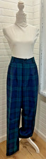 VTG Womens Giorgio Sant'Angelo 100 Wool Pleated Plaid Pants S 14 Preppy Classic