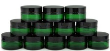 Green 15 ml Round Glass Jars with Inner Liners black Lids -12 pk