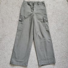 Nasty Gal Wide Leg Cargo Pants Olive S Twill