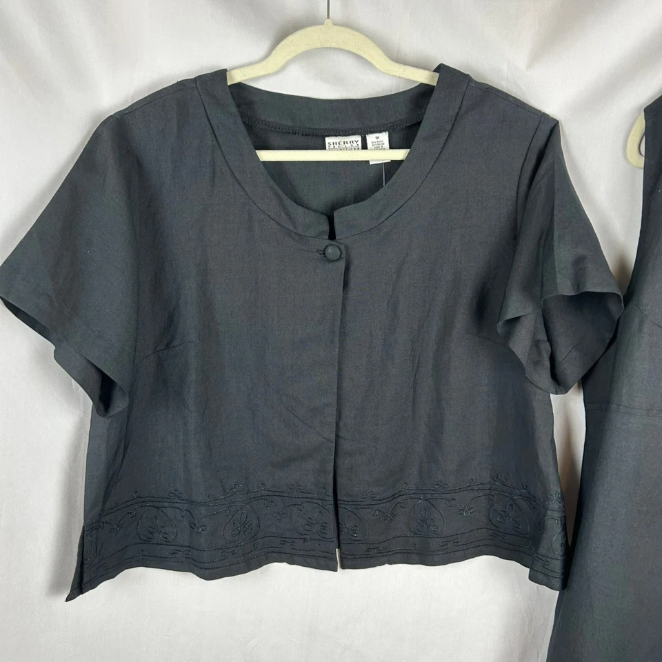NUEVO Vestido Chaqueta Sherry Taylor 2 Piezas Vintage Años 90 Mujer Plus 1X Negro Lagenlook Foto 3 de 4