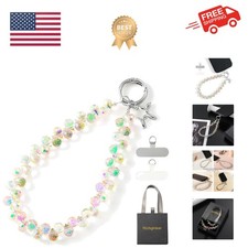 Crystal Phone Wrist Strap Phone Charm Chain Keychain Beaded Cellphone Lanyard...