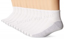 6 Pairs Mens EXTENDED Size 13-15 80% Cotton Cushioned White Ankle Socks USA Made