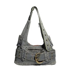 Borsa a tracolla vintage anni 90 denim lavato Y2K cintura grunge borsa a molla borsa di lusso