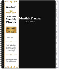 2027-2031 Monthly Planner Calendar 5 Year Organizer w/Tabs Pocket 9x11