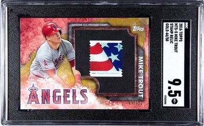 2016 TOPPS BASEBALL SP MIKE TROUT POSTAGE STAMP GOLD /50 MTS-5 SGC 9.5