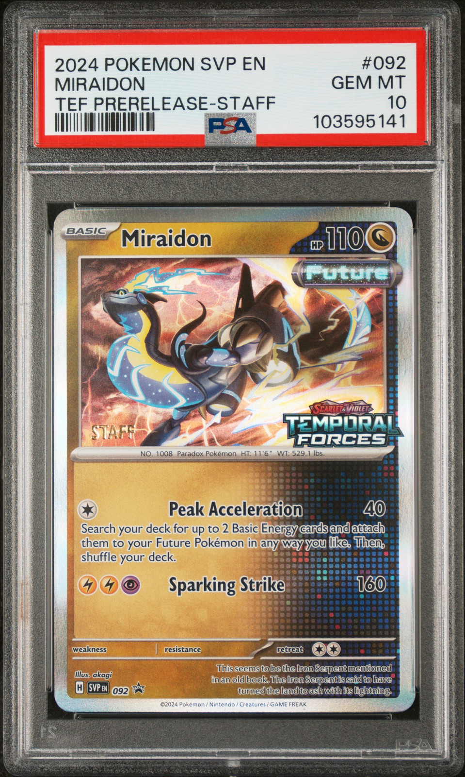 2024 POKEMON SVP EN-SV BLACK STAR PROMO #092 MIRAIDON PSA 10 - Main Image