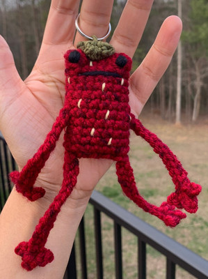 Strawberry Leggy Frog Crochet Red Strogferry Soft Bag Charm| 7  Length