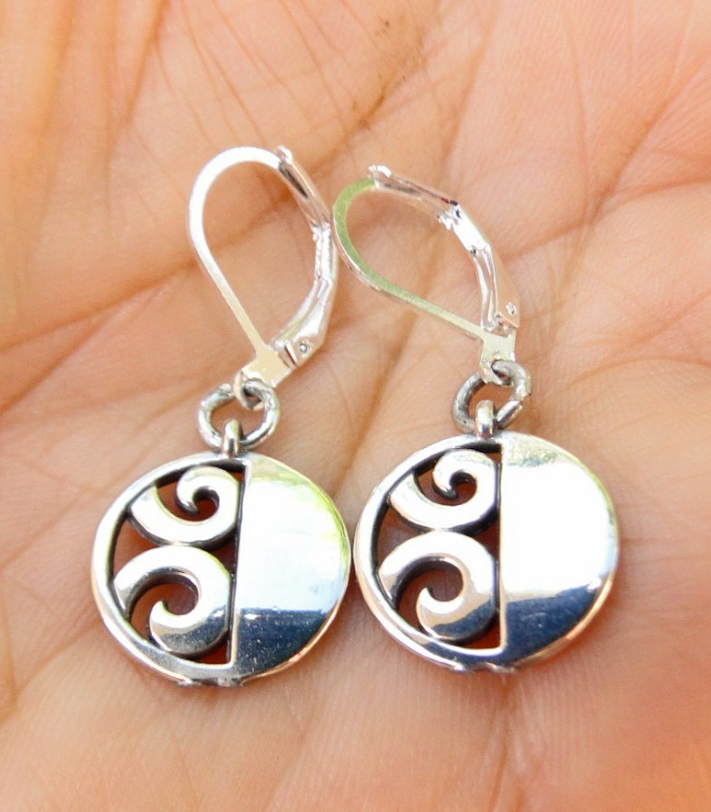 Altered Brighton London Groove Silver Charm On Lever Back Earrings