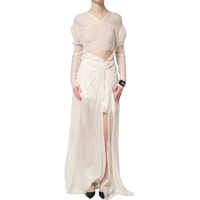 DOLCE & GABBANA Dress White Silk Sheer Draped Long Gown IT38/US4/XS RRP 1880usd