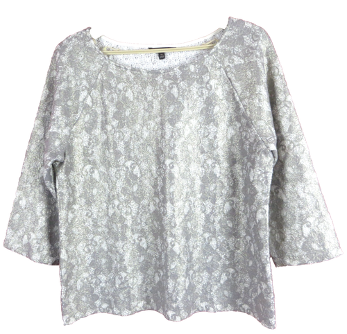 Chemisier Banana Republic Femme – Fleuri, Manches 3/4, Col Bateau, Taille XS, Mauve/blanc