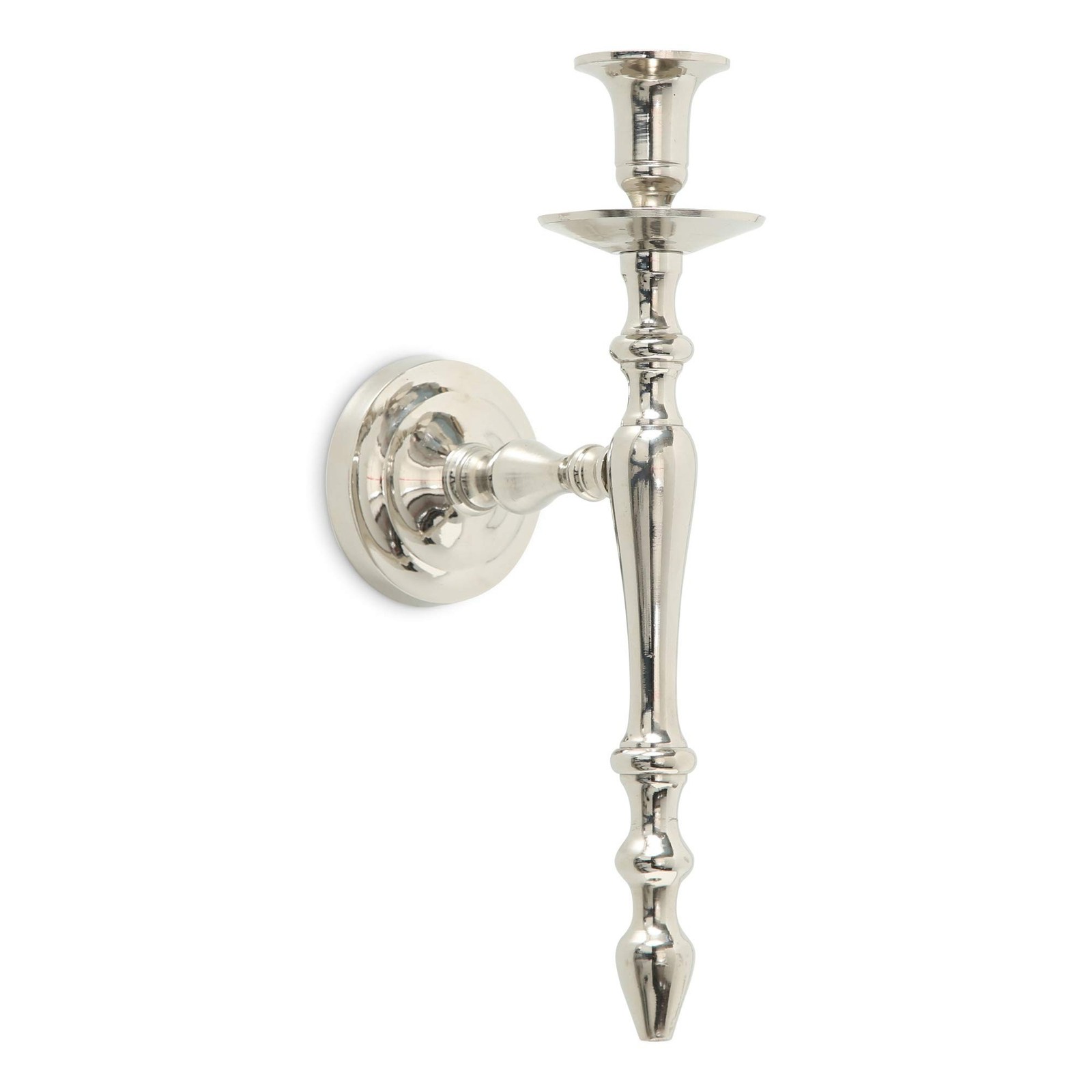 Townhouse Taper Candle Sconce, Silver Metal, Elegant Ballroo