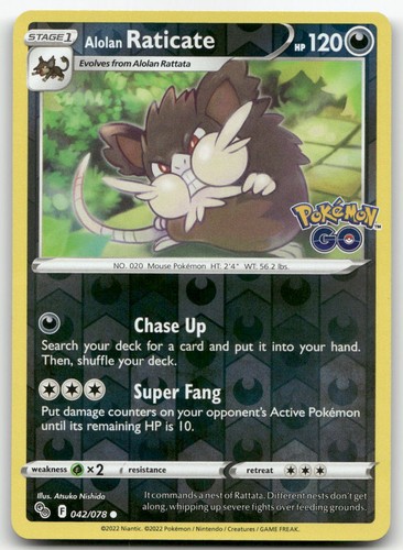 Alolan Raticate 042/078 Reverse Holo Common Pokemon GO