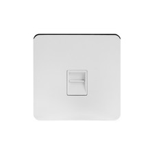 Image of Polished Chrome Flat Plate 1 Gang Telephone Master SocketBT Wht Ins Screwless