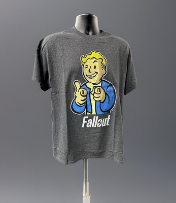 Fallout Vault Boy Graphic T-Shirt Gray Short Sleeve Gamer Tee Unisex XL