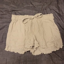 American Original Rewash Brand Women’s Size M Tan Belted Shorts Linen/Rayon