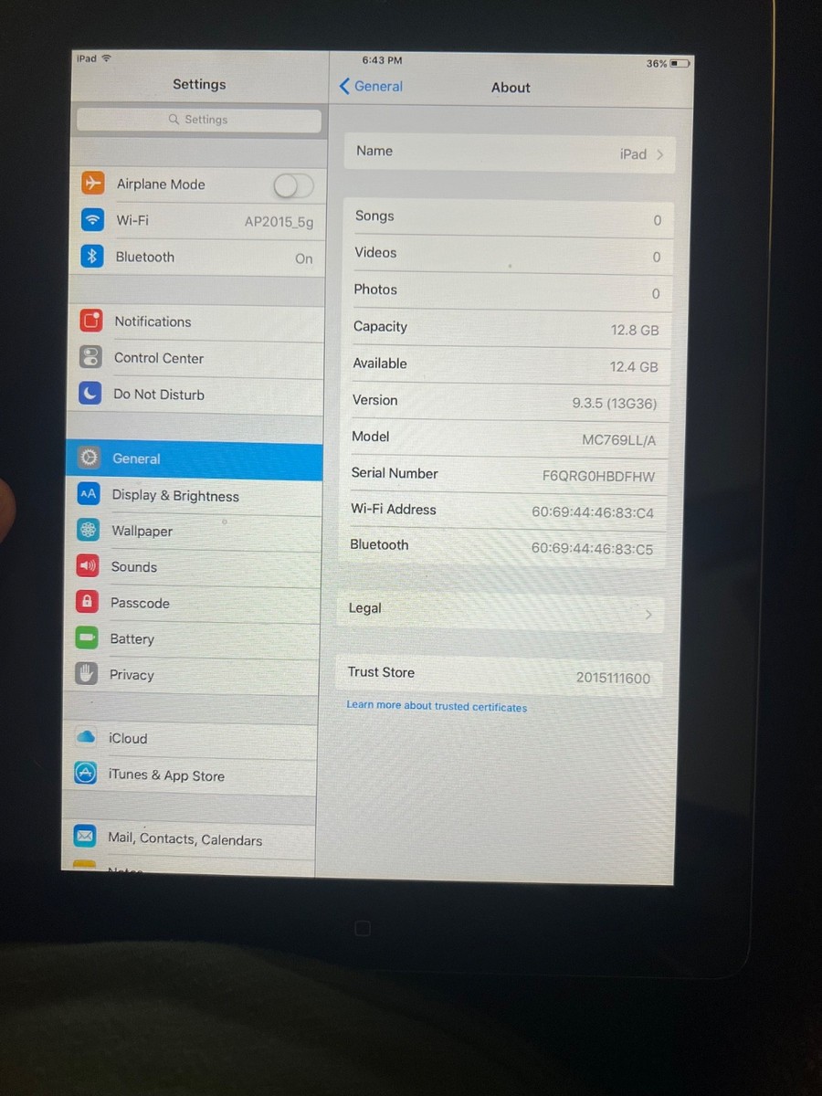 Apple - K Apple iPad 2 A1395 16GB silver iOS version 7.0.4 WiFi only