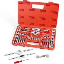 40-Piece Premium Tap and Die Set, SAE Unified Screw Thread, Size 4 to 1/2 ...