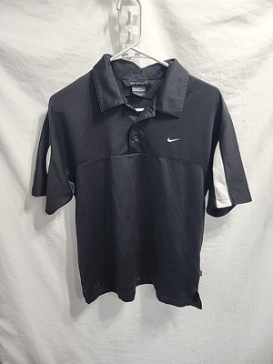 Nike Sphere Dry Black Golf Shirt Men's Size Med w/silver stripes on sleeves