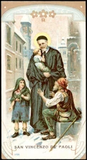 antique santino chrome-holy card S.VINCENZO DE PAOLI salvardi