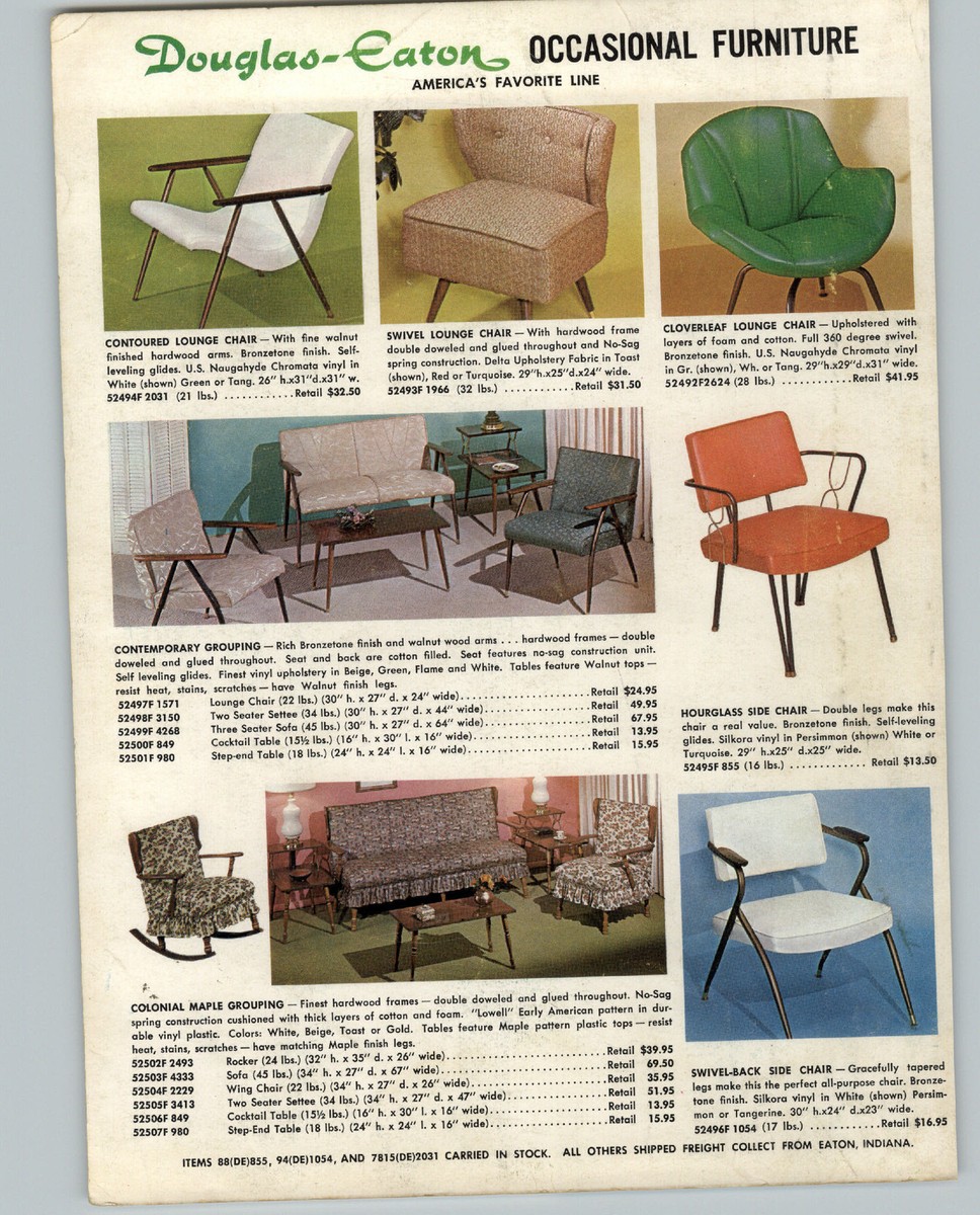 1963 PAPER AD Douglas Eaton Occasional Casual Furniture Lounge