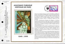 3216++FEUILLET CEF SUR  SOIE 1er JOUR 1999 ASSISTANCE PUBLIQUE HOPITAUX DE PARIS