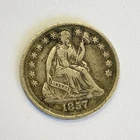 1857 Silver Half Dime Unites States Of America Coin Liberty Seated