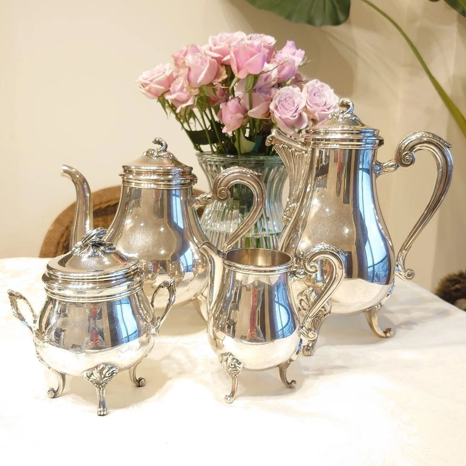 [Usado/Muy Bueno] Christofle Marly Tetera Crema Azúcar Olla Cafetera Raro Set JP Foto 2 de 4