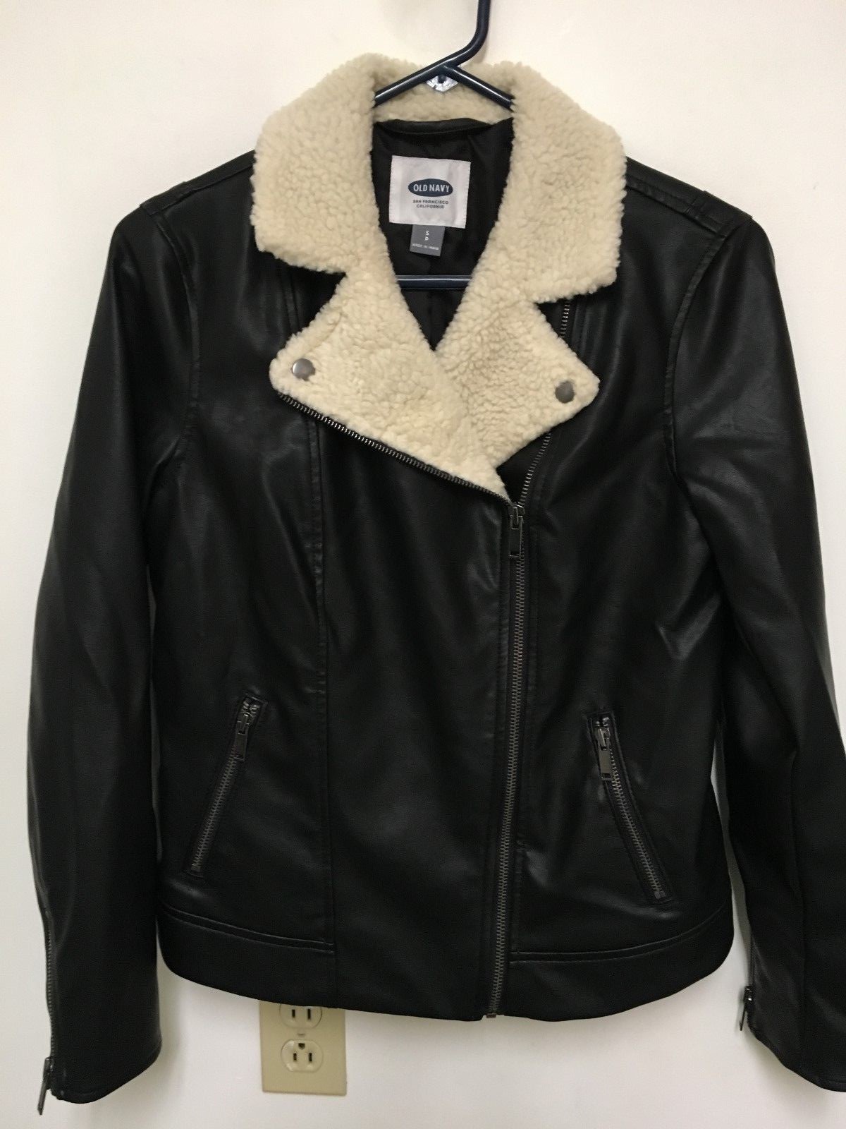 Women's Black Faux Leather Jacket by OLD NAVY Size S eBay