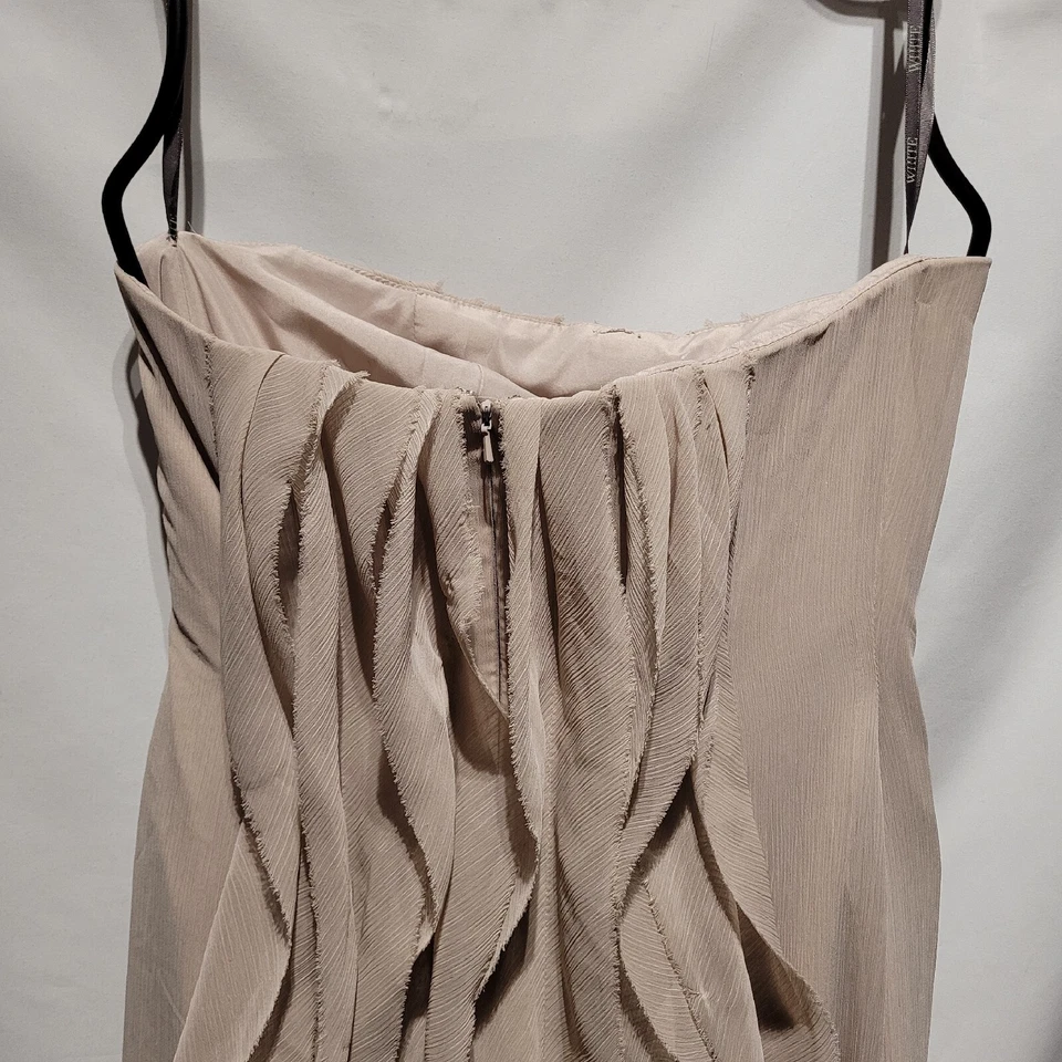 Vestido sin tirantes BLANCO de VERA WANG de gasa arrugada biscotti dama de honor graduación talla 6 Foto 4 de 4