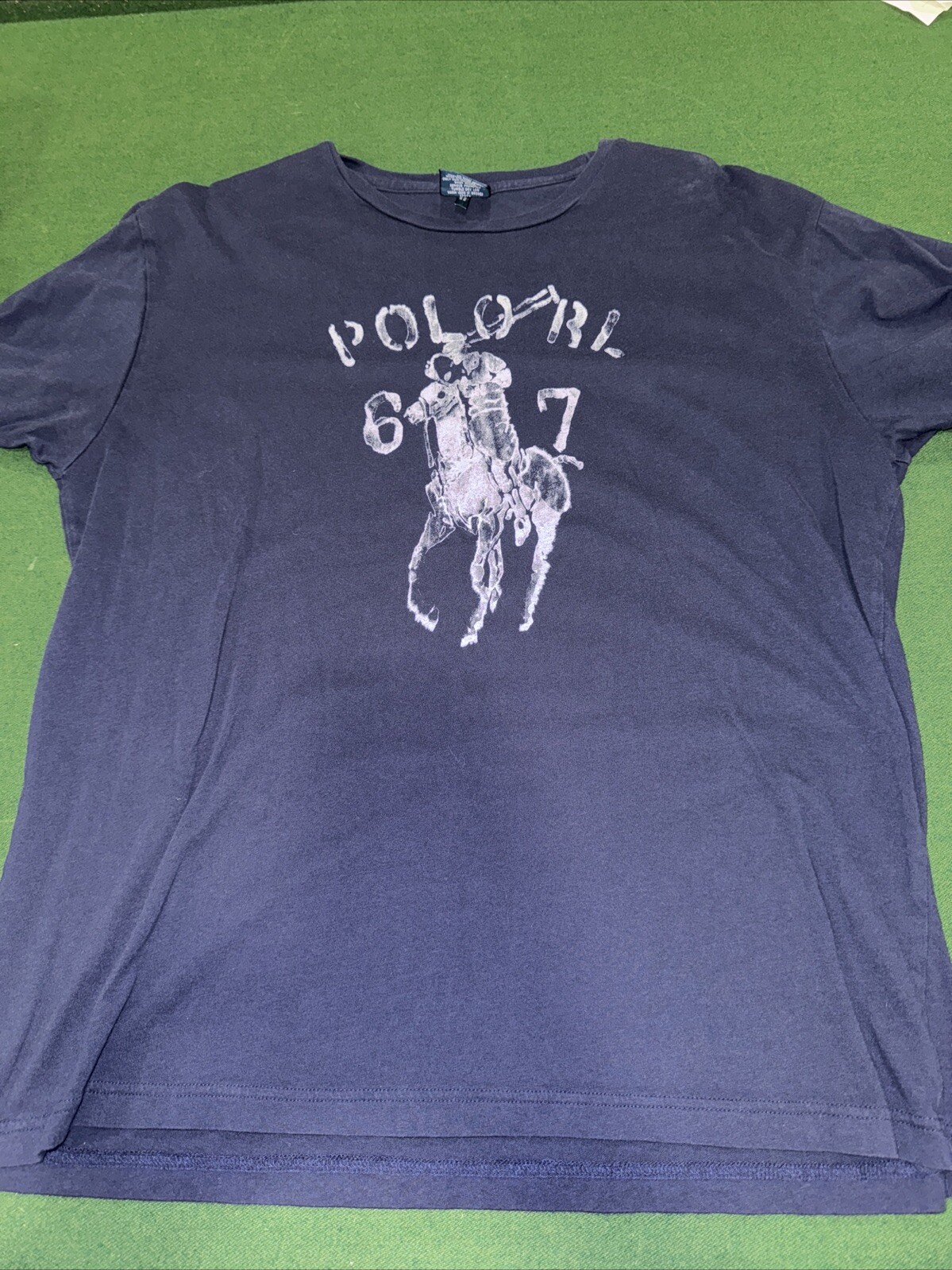 Maglietta Ralph Lauren Large NY Athletic Big Pony Ufficiale 1967 Blu Navy Vintage