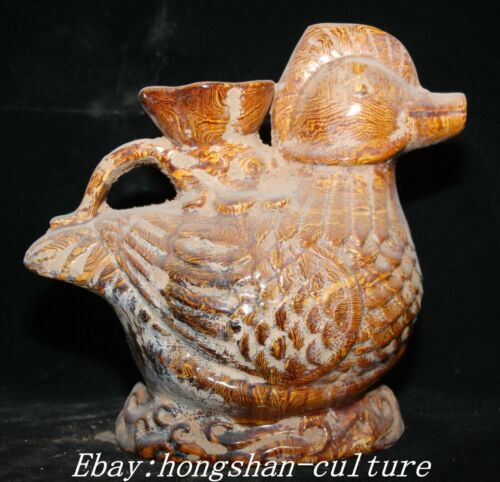 8 "Old China Dynasty Tang SanCai Porcelain Birds Birds Portable Flagon Wine Pot - Afbeelding 1 van 12