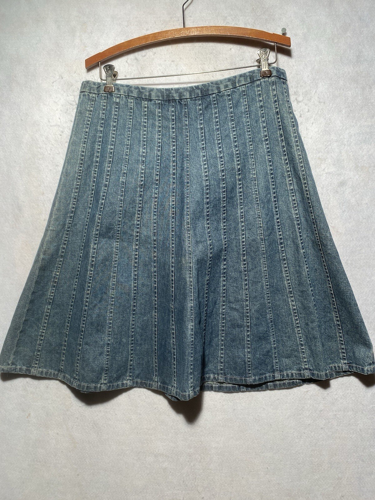 VTG Womens Sz 8 Denim Jean Flared Swing Skirt Y2K 90s Western Pieced A-line Midi