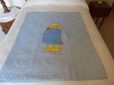 Vintage Paddington Bear Baby Blanket, Crib Quilt, 42 x 51 Handmade  S0